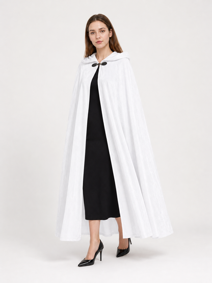 Long White Hooded Carnival Cloak