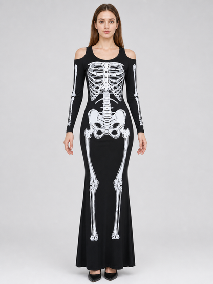 Halloween Skeleton Print Costume Dress