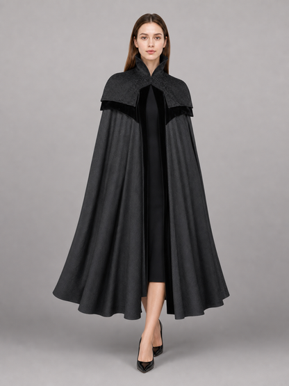 Black Hooded Fantasy Costume Cloak