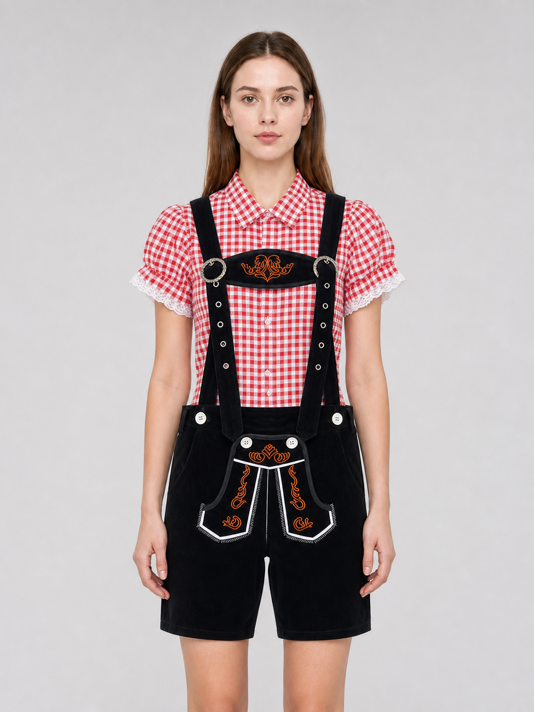 Oktoberfest-style costume: shirt and shorts