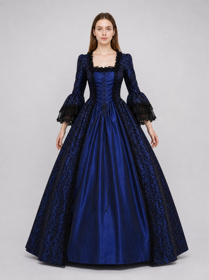 Gothic Historical Dress with Flared Sleeves
