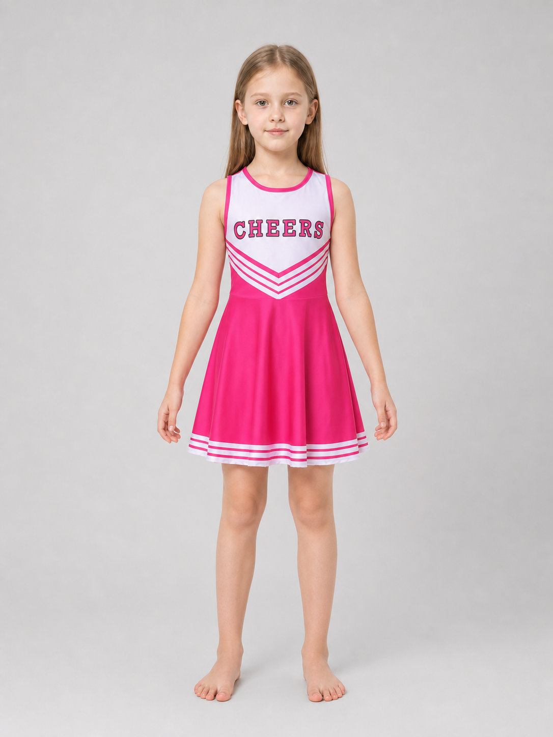 Cheerleading Costume with Pom-Poms, Socks, and Dress