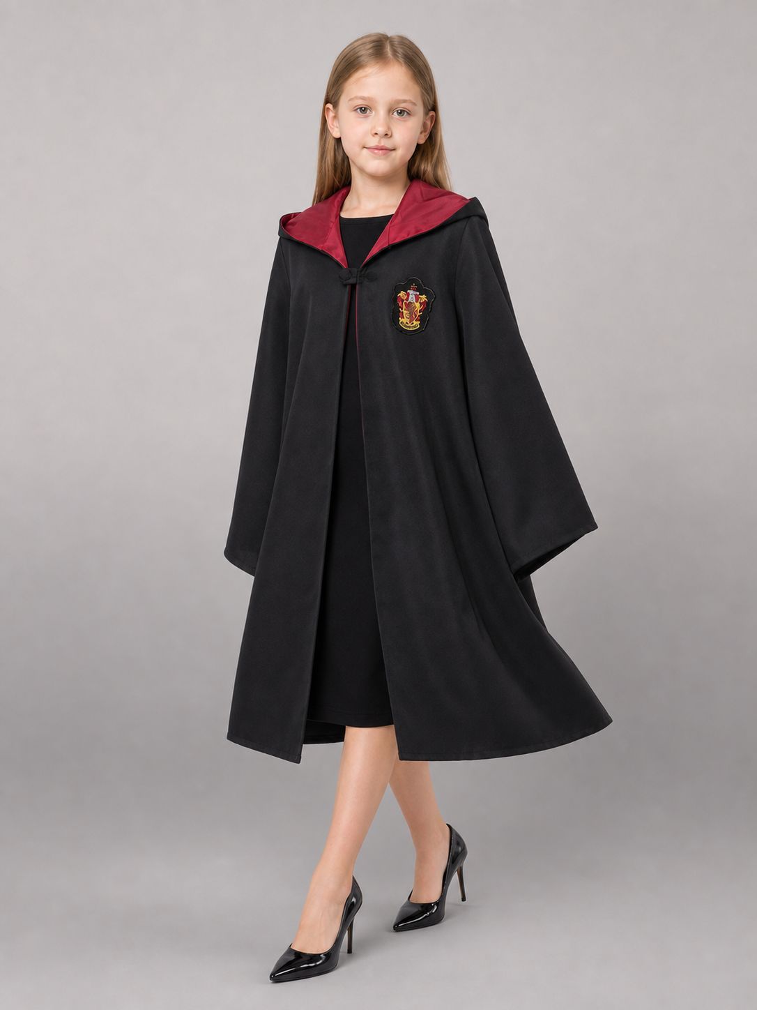 Black carnival cloak with hood, set
