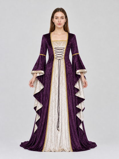 Medieval-Style Dress with Flared Sleeves