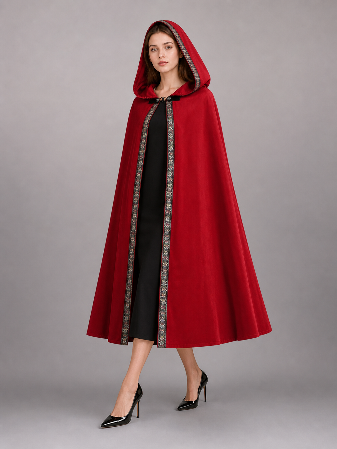 Red Hooded Carnival Cloak for Cosplay