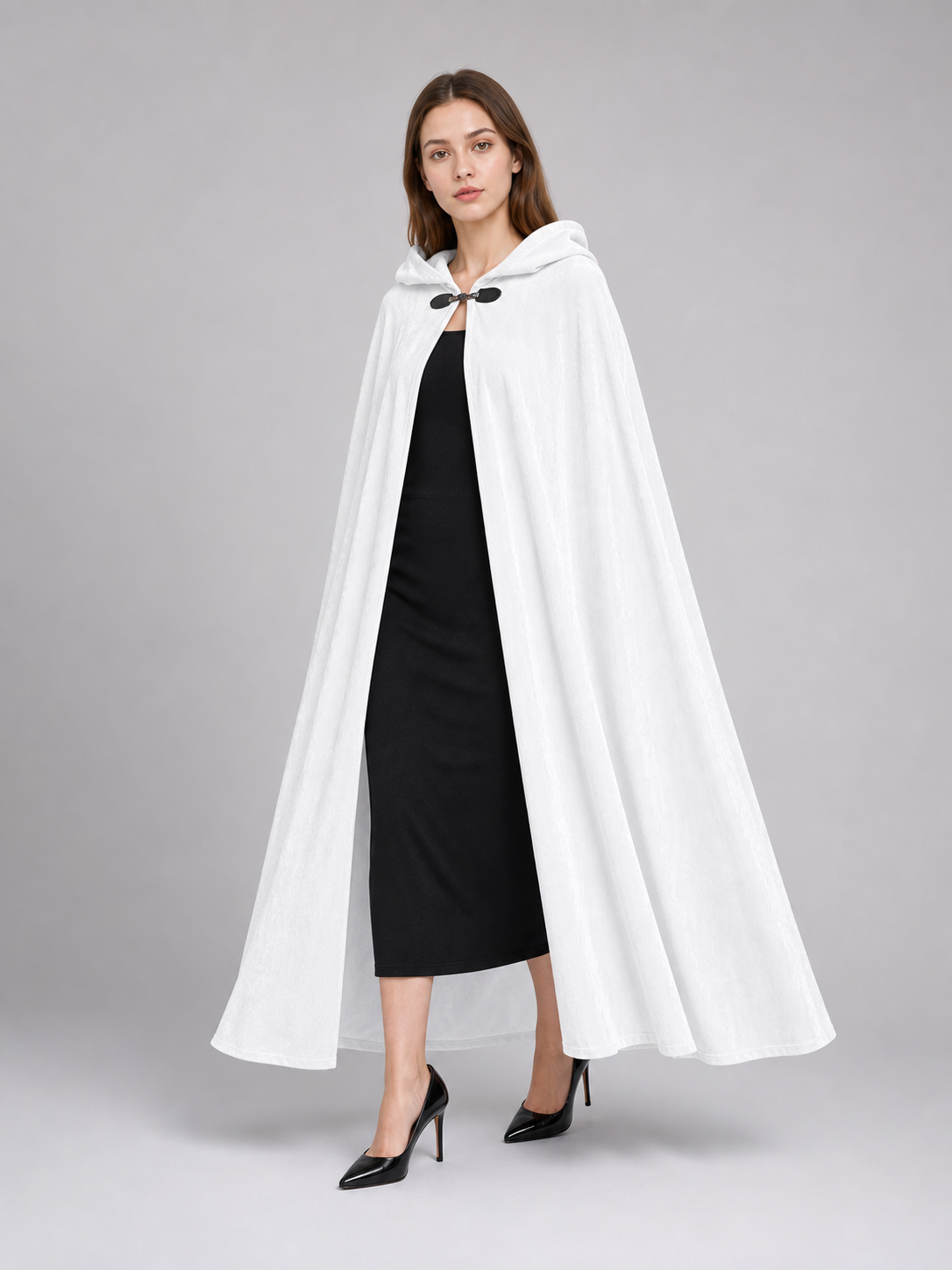 Long White Hooded Carnival Cloak