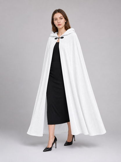 Long White Hooded Carnival Cloak