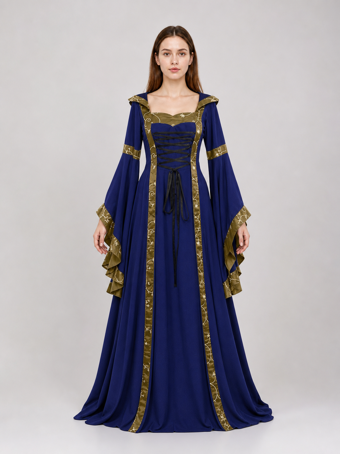 Medieval Hooded Lace-Up Dress
