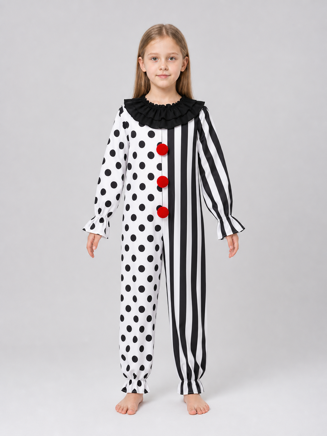 Carnival Clown Costume with Mask and Top Hat