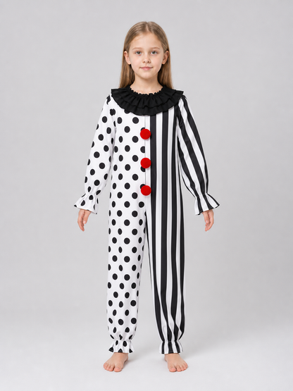 Carnival Clown Costume with Mask and Top Hat
