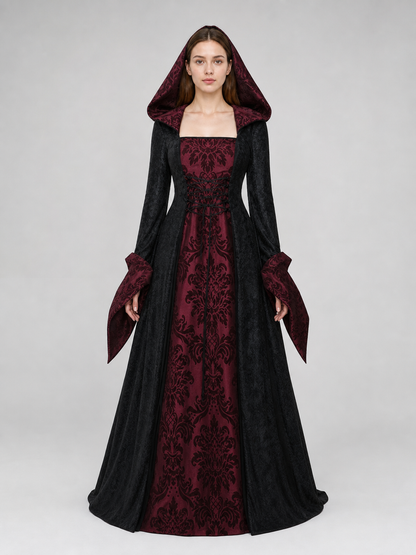 Gothic Hooded Dress with Long Sleeves