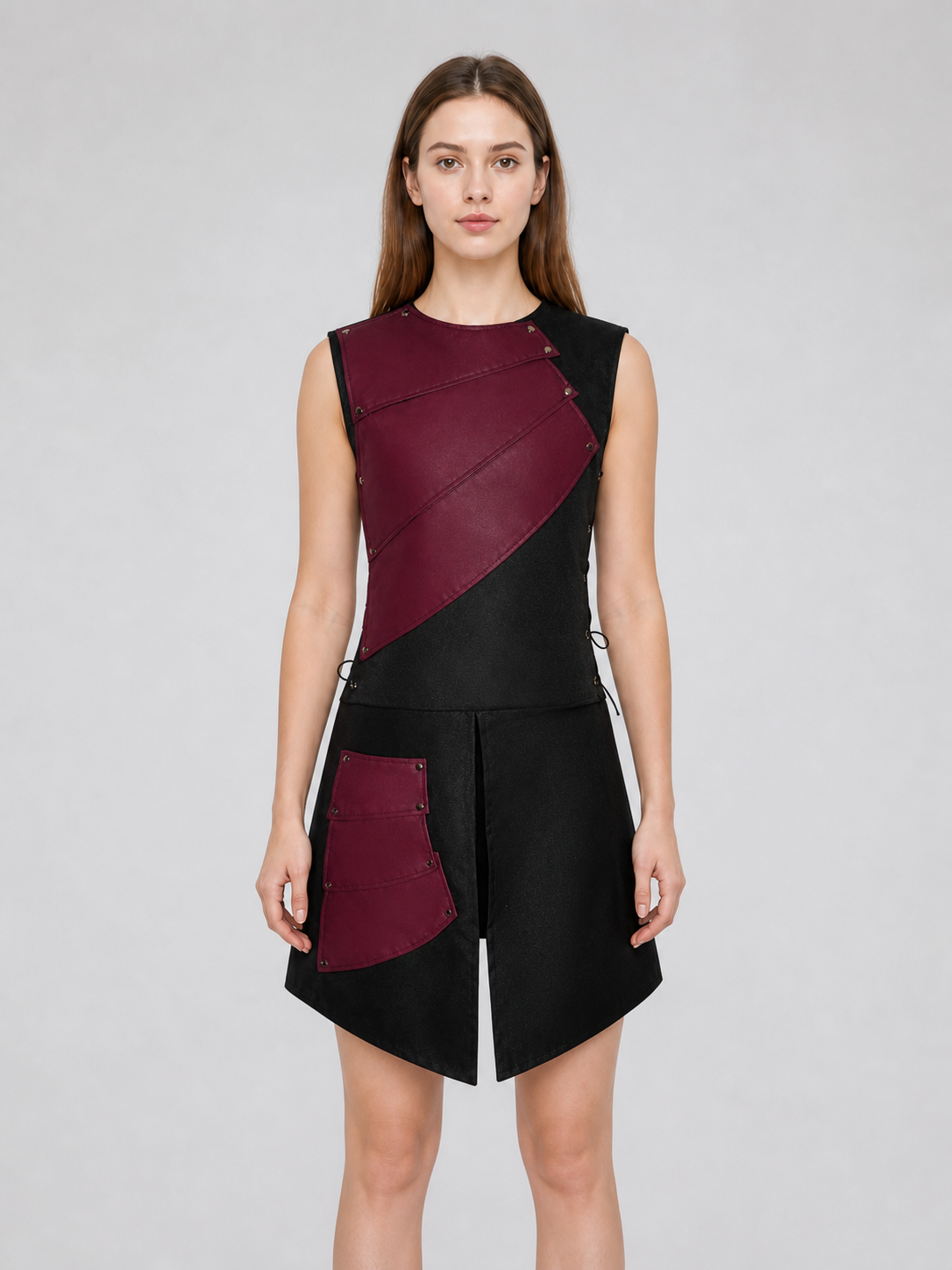 Sleeveless Jumpsuit with Asymmetrical Panels
