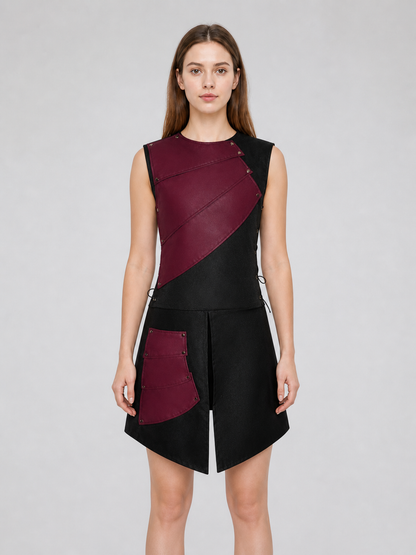 Sleeveless Jumpsuit with Asymmetrical Panels