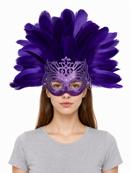 Carnival Mask with Purple Feathers