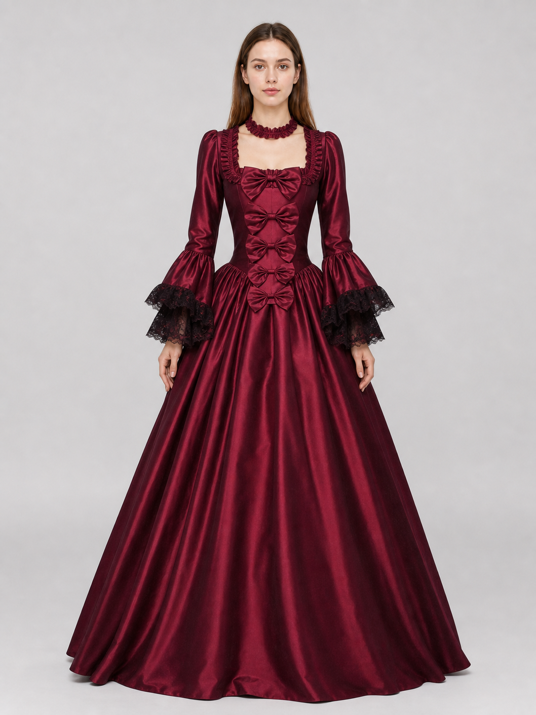 Long Gothic Victorian-Style Dress front view