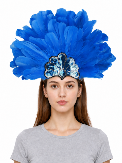 Carnival Headpiece with Blue Feathers