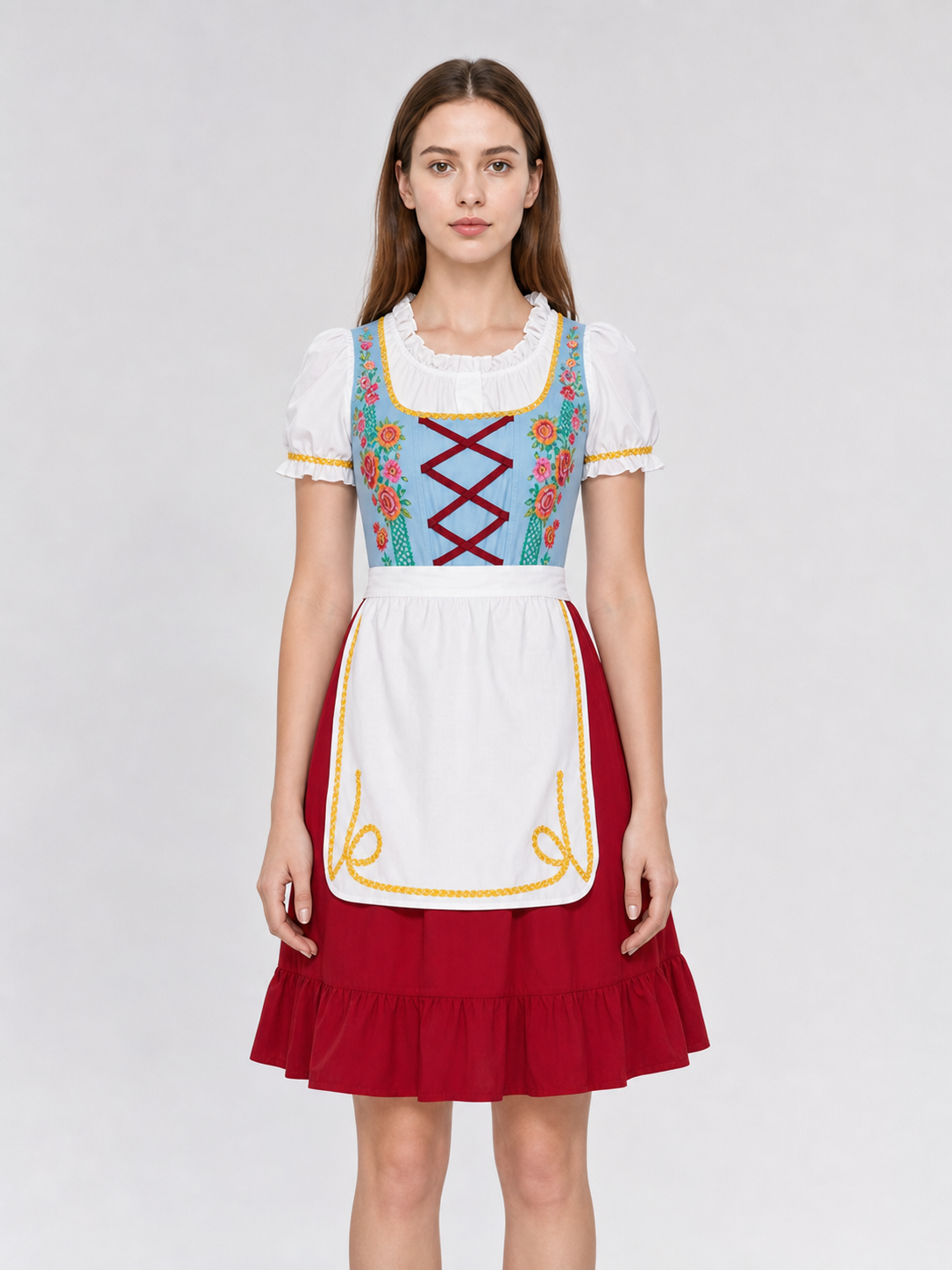 Folk costume in Oktoberfest style with apron