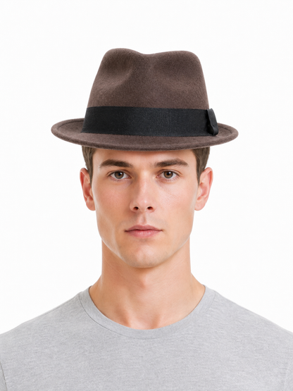 Brown Carnival Fedora with Black Ribbon