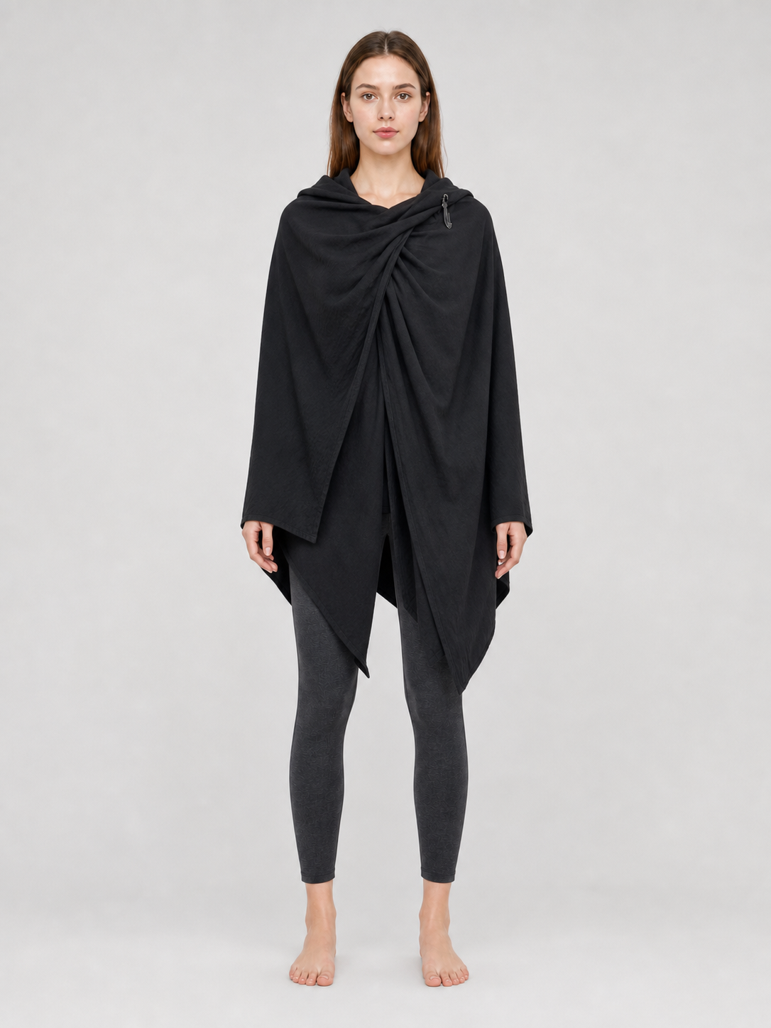 Black Hooded Carnival Cape, Loose Fit