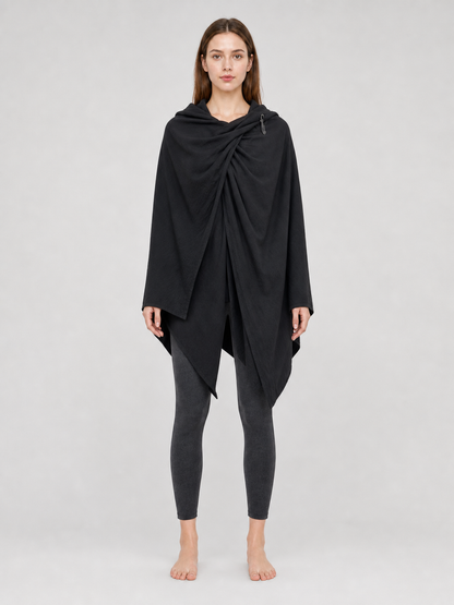 Black Hooded Carnival Cape, Loose Fit