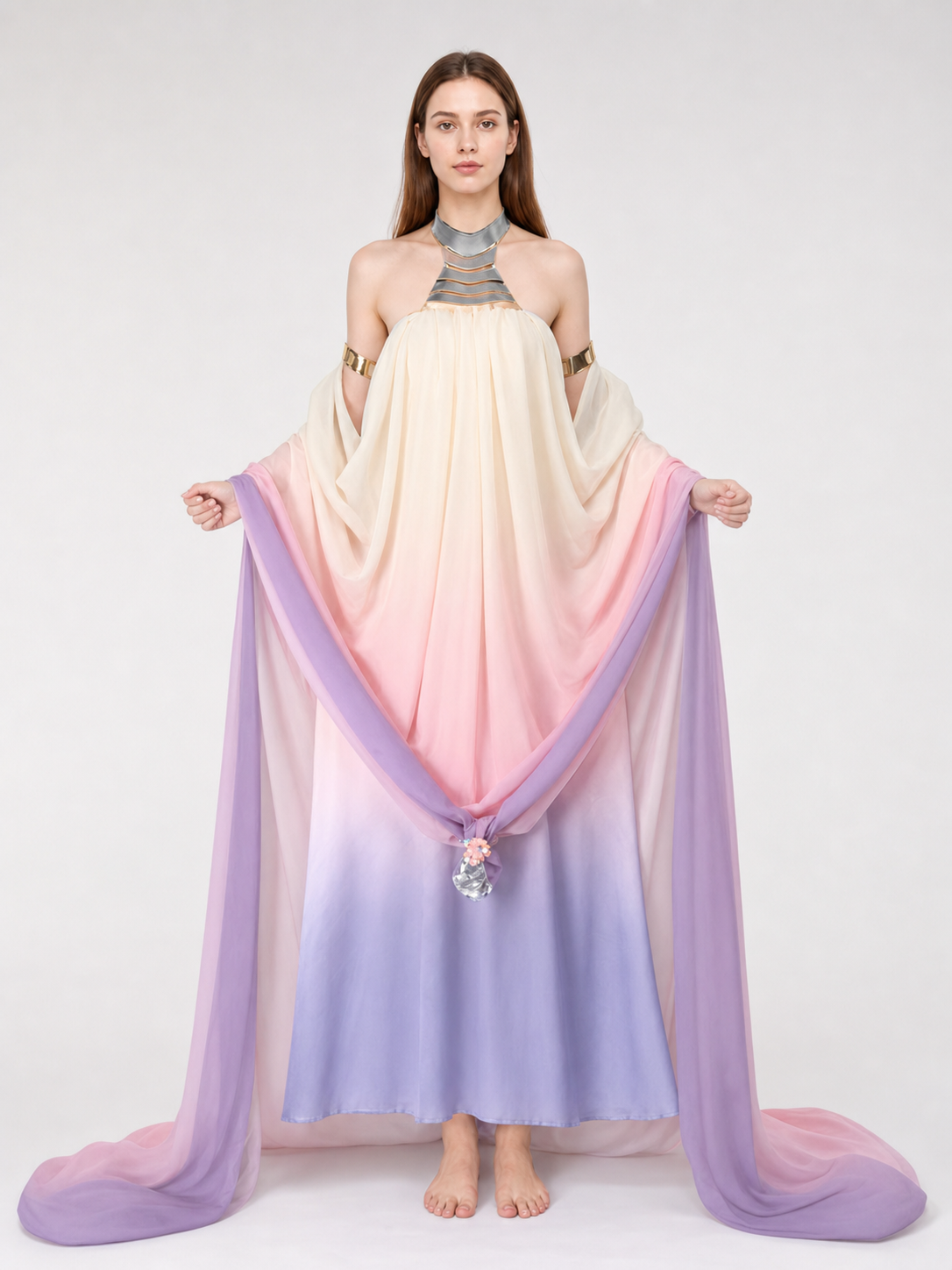 Amidala Cosplay Dress with Draping and Train