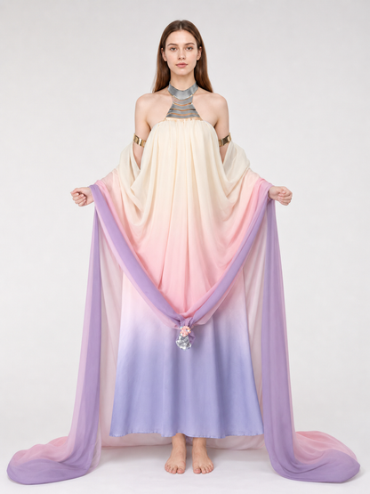 Amidala Cosplay Dress with Draping and Train