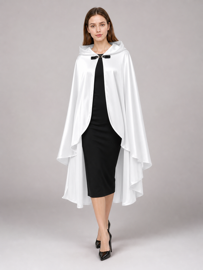 White Hooded Costume Cloak, Flowing Silhouette