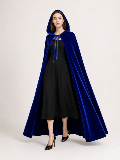 Long Blue Hooded Carnival Cape