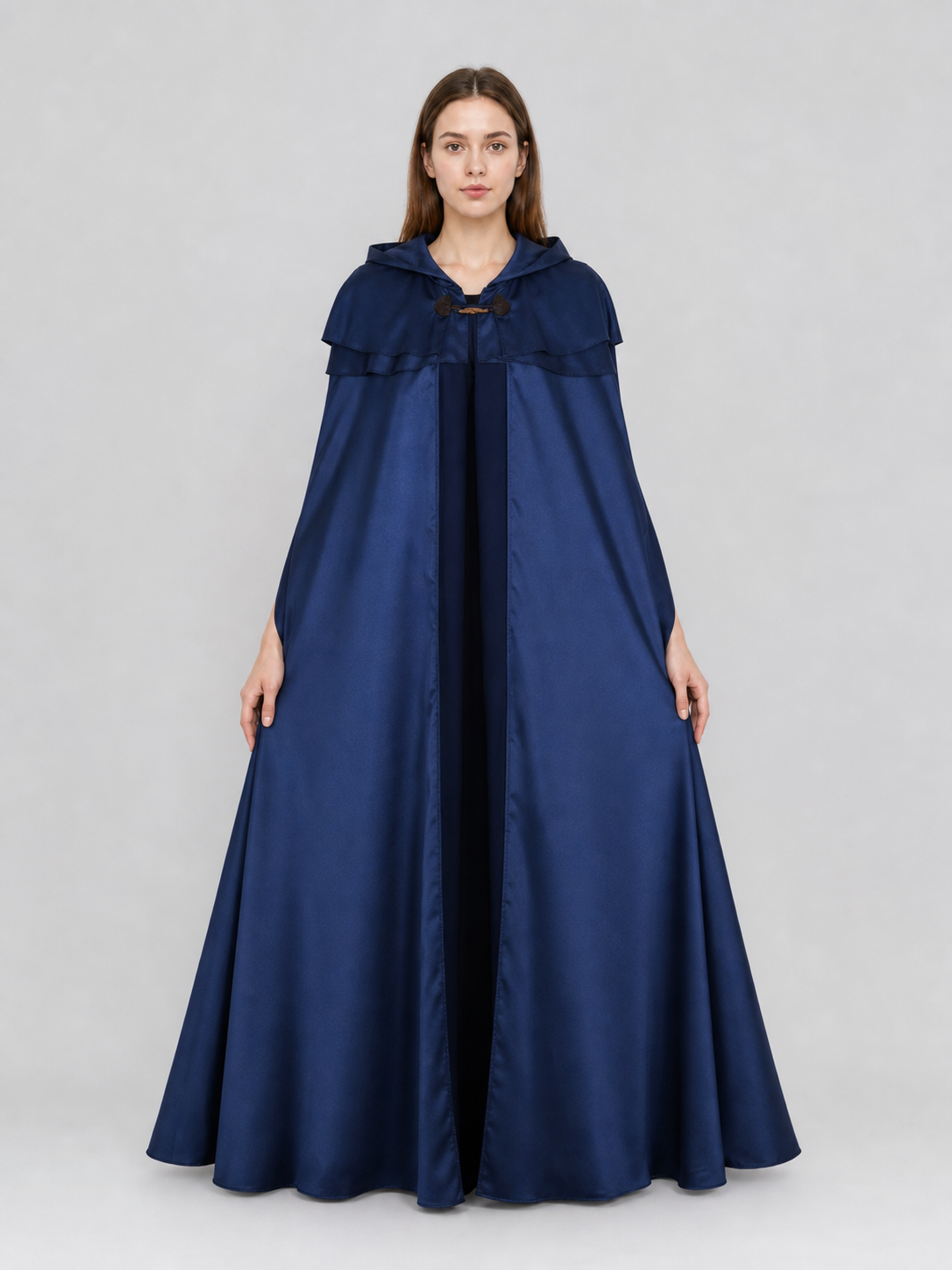 Viking Hooded Cape Cloak, Dark Blue