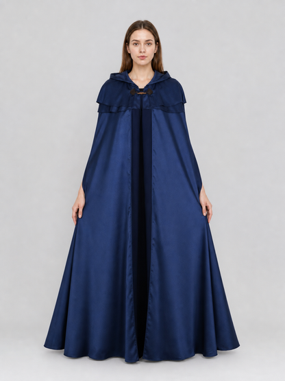 Viking Hooded Cape Cloak, Dark Blue
