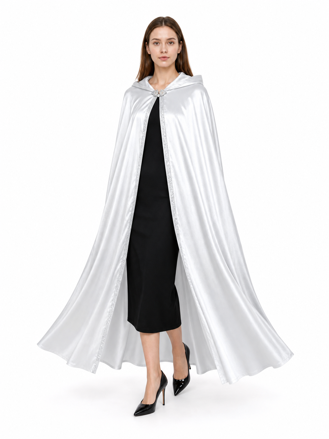 White Hooded Costume Cape, Medieval