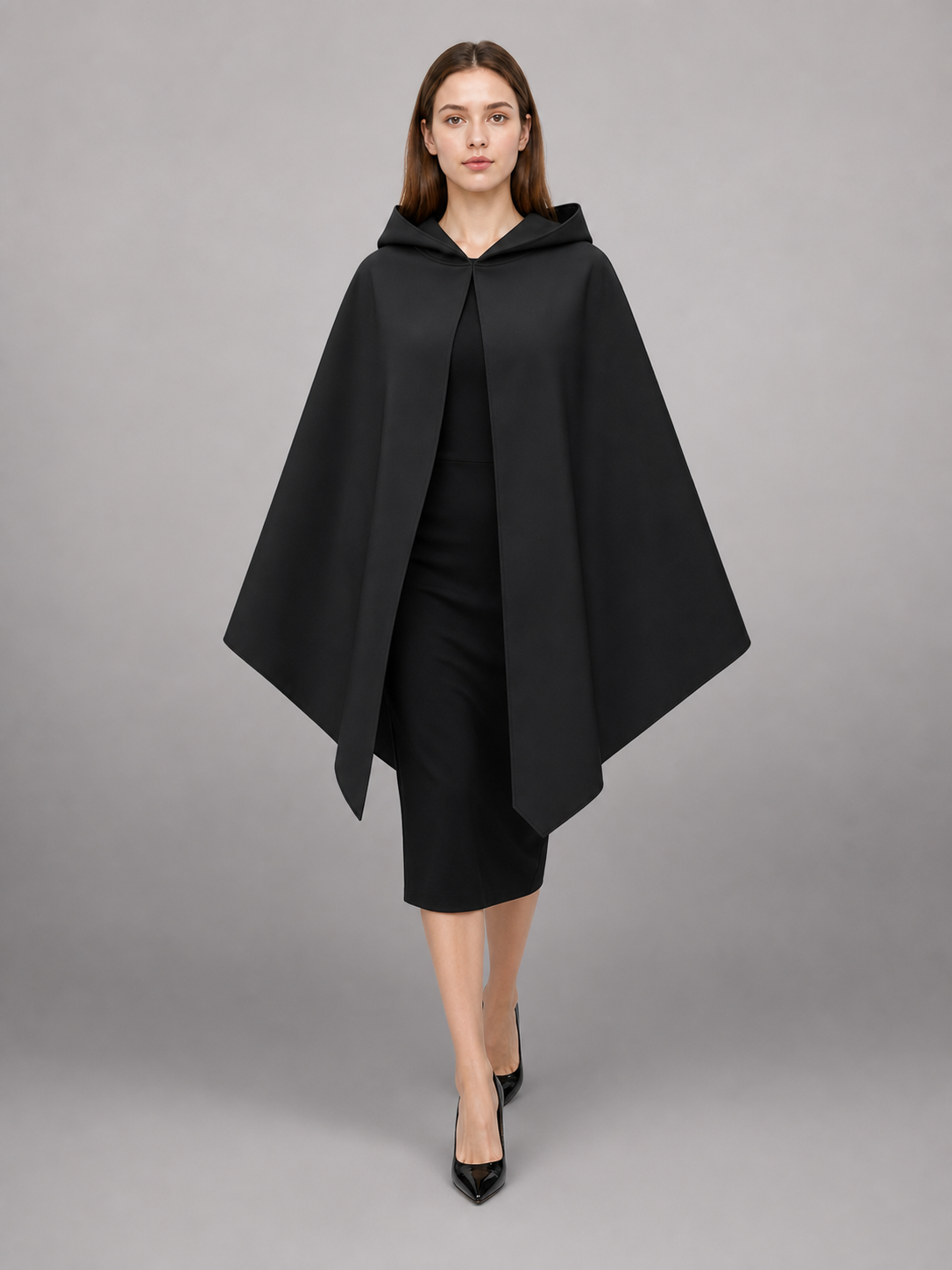 Black Triangular Hooded Cloak for Cosplay