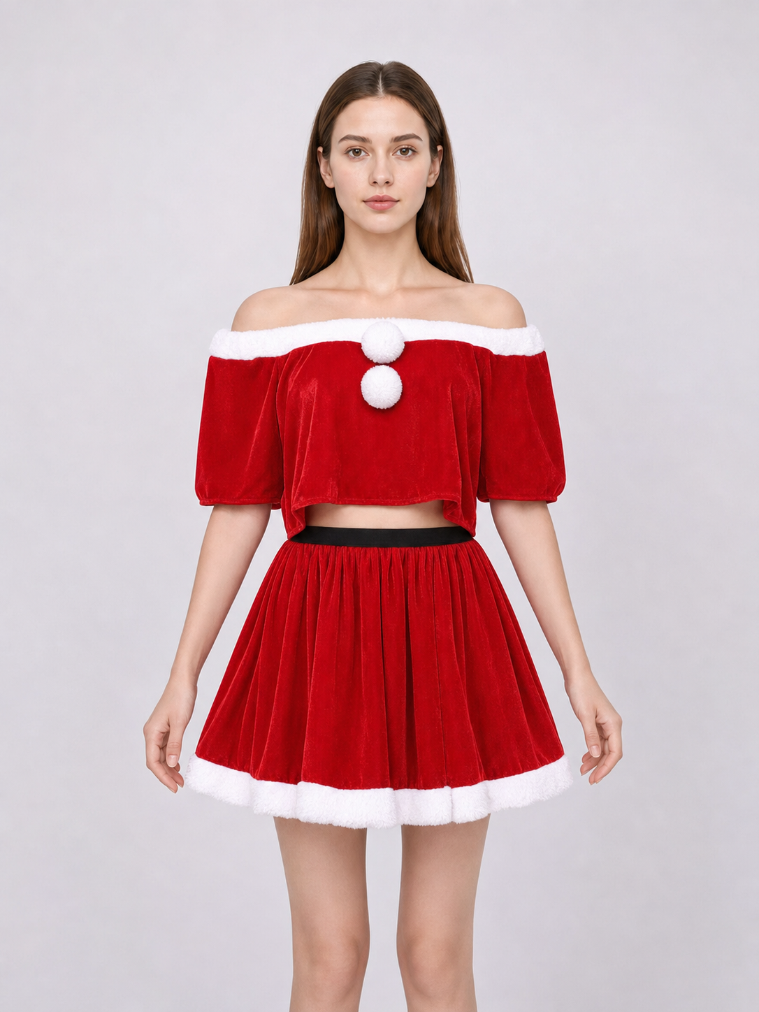 Festive Santa Claus Costume: Top, Skirt, and Hat
