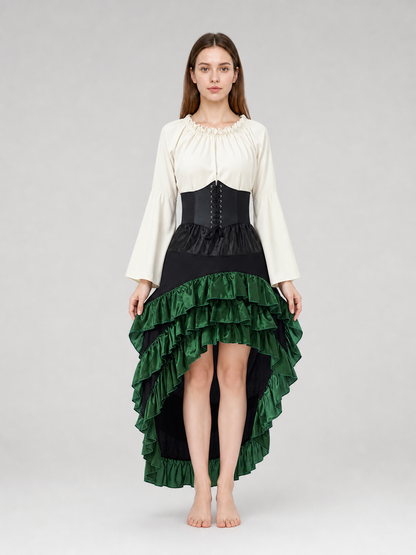 Asymmetrical Costume Dress with Ruffles and Lacing