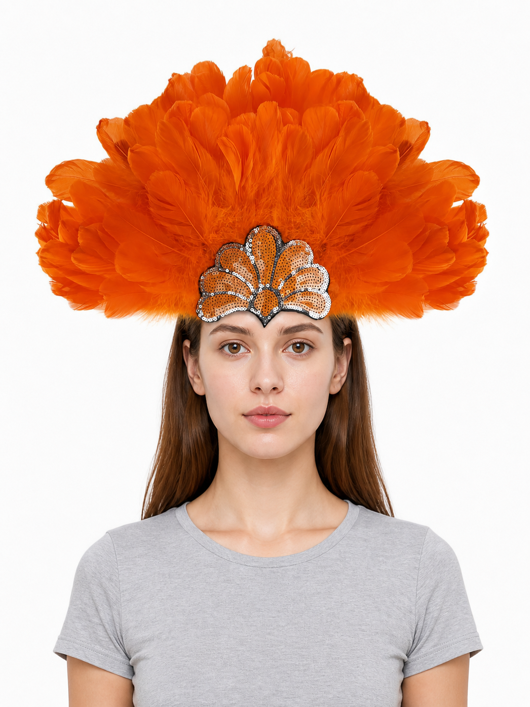 Carnival Headpiece with Orange Feathers