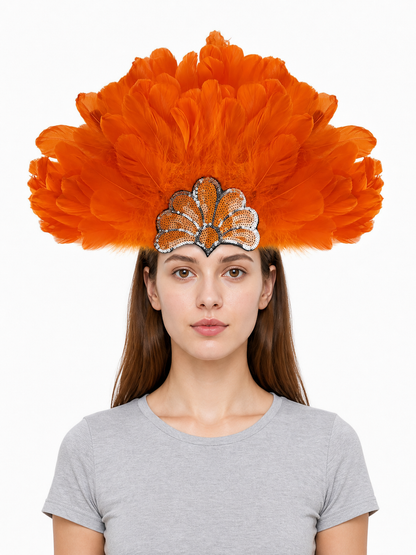Carnival Headpiece with Orange Feathers