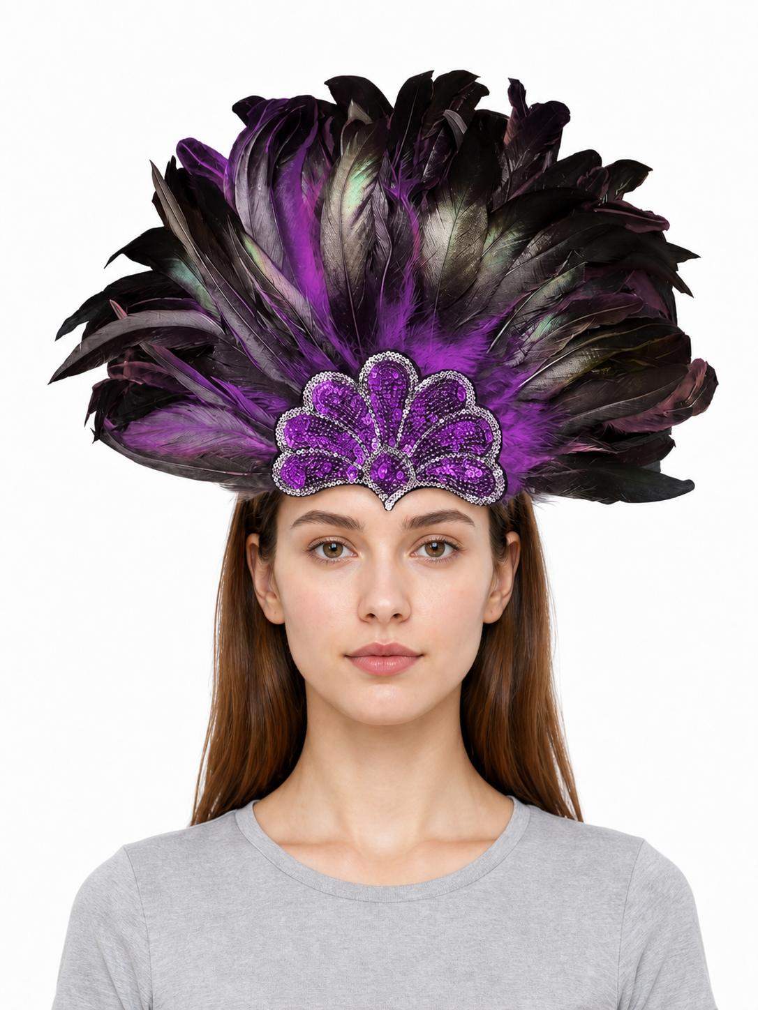 Carnival Headpiece with Purple Feathers