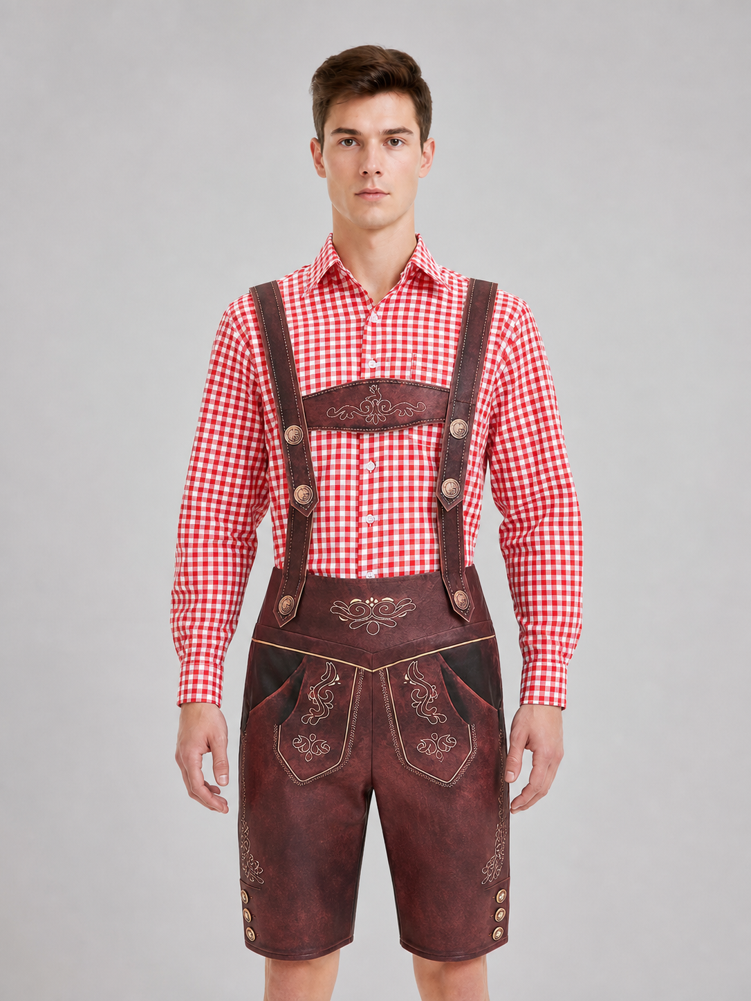 Red and White Checkered Shirt for Oktoberfest