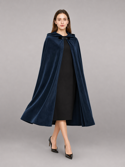 Dark Blue Hooded Costume Cloak