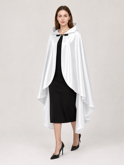 White Hooded Costume Cloak, Flowing Silhouette