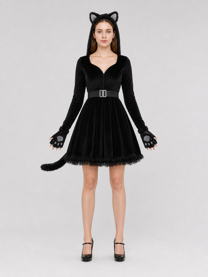 “Black Cat” costume dress for Halloween and cosplay