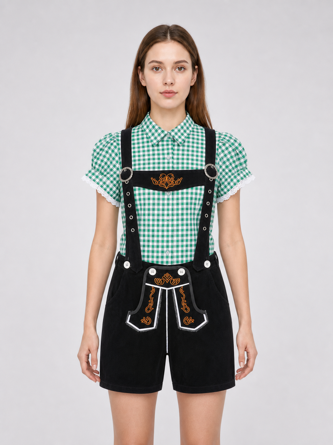 Traditional Costume with Shirt and Suspender Shorts