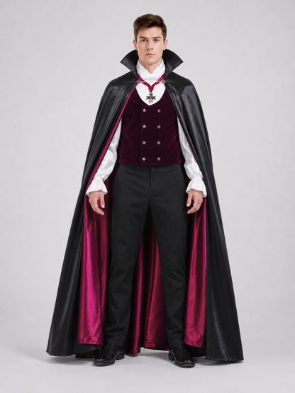 Gothic vampire costume with cape and vest