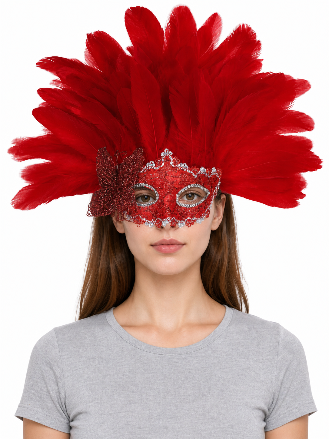 Carnival Headpiece with Red Feathers