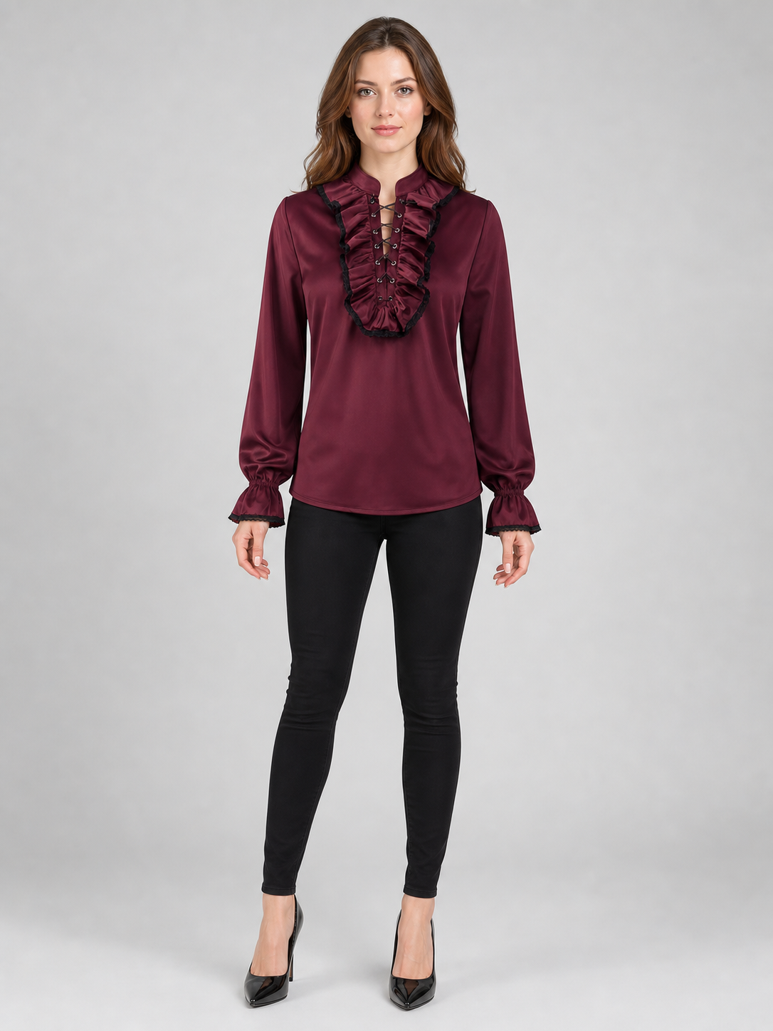 Cosplay Shirt with Jabot and High Collar