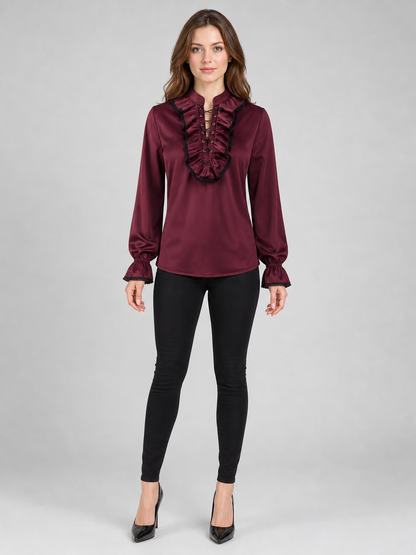 Cosplay Shirt with Jabot and High Collar