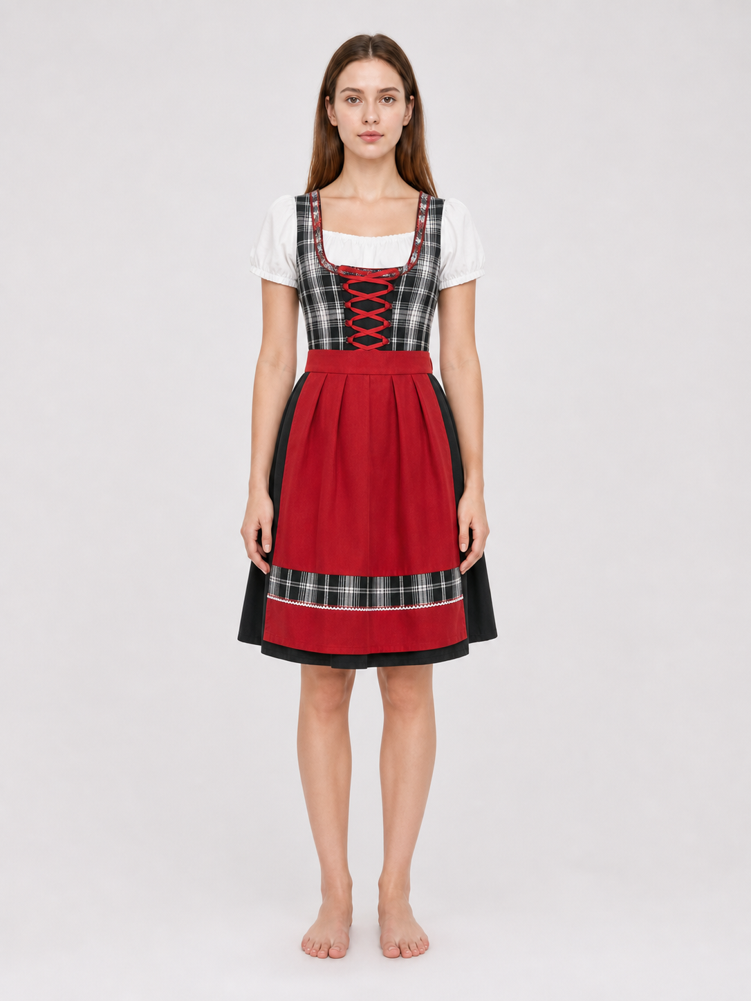 Plaid Dress Costume with Apron and Accessories