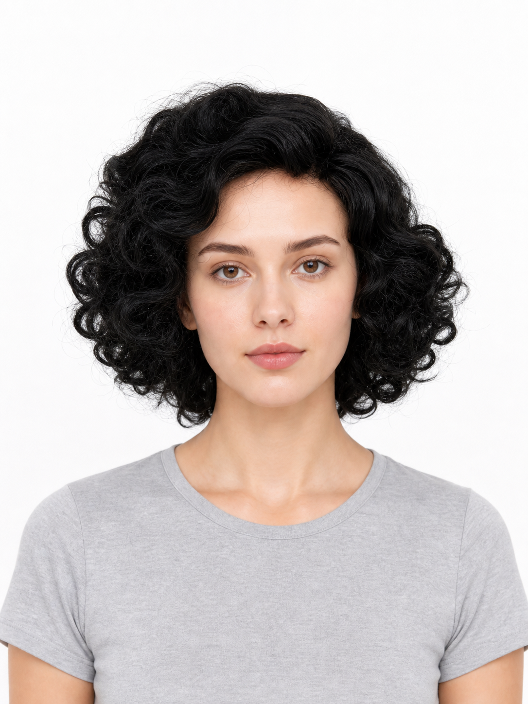 Black carnival wig with voluminous curls