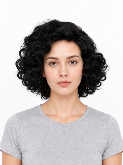 Black carnival wig with voluminous curls