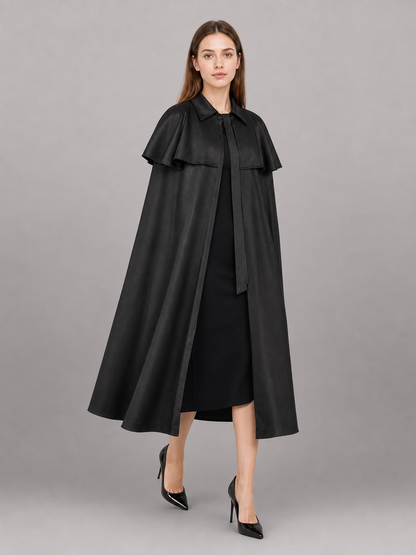 Black Dress with Cape and Short Sleeves